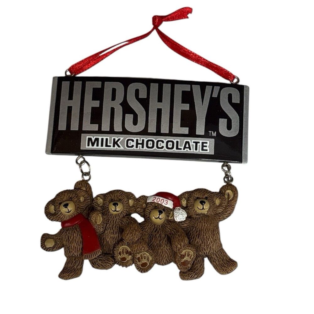 Hershey's Milk Chocolate 2003 Christmas Ornament w Four Bears and Hershey Bar